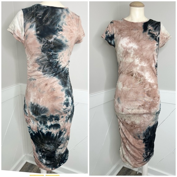 HEART HIPS WOMEN BROWN BLACK TIE DYE DRESS SIZE MEDIUM - Picture 4 of 5